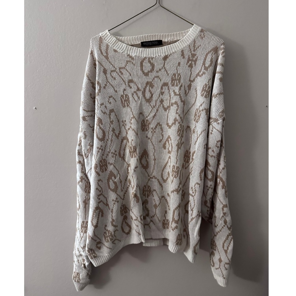 Patterned Cream & Tan Sweater